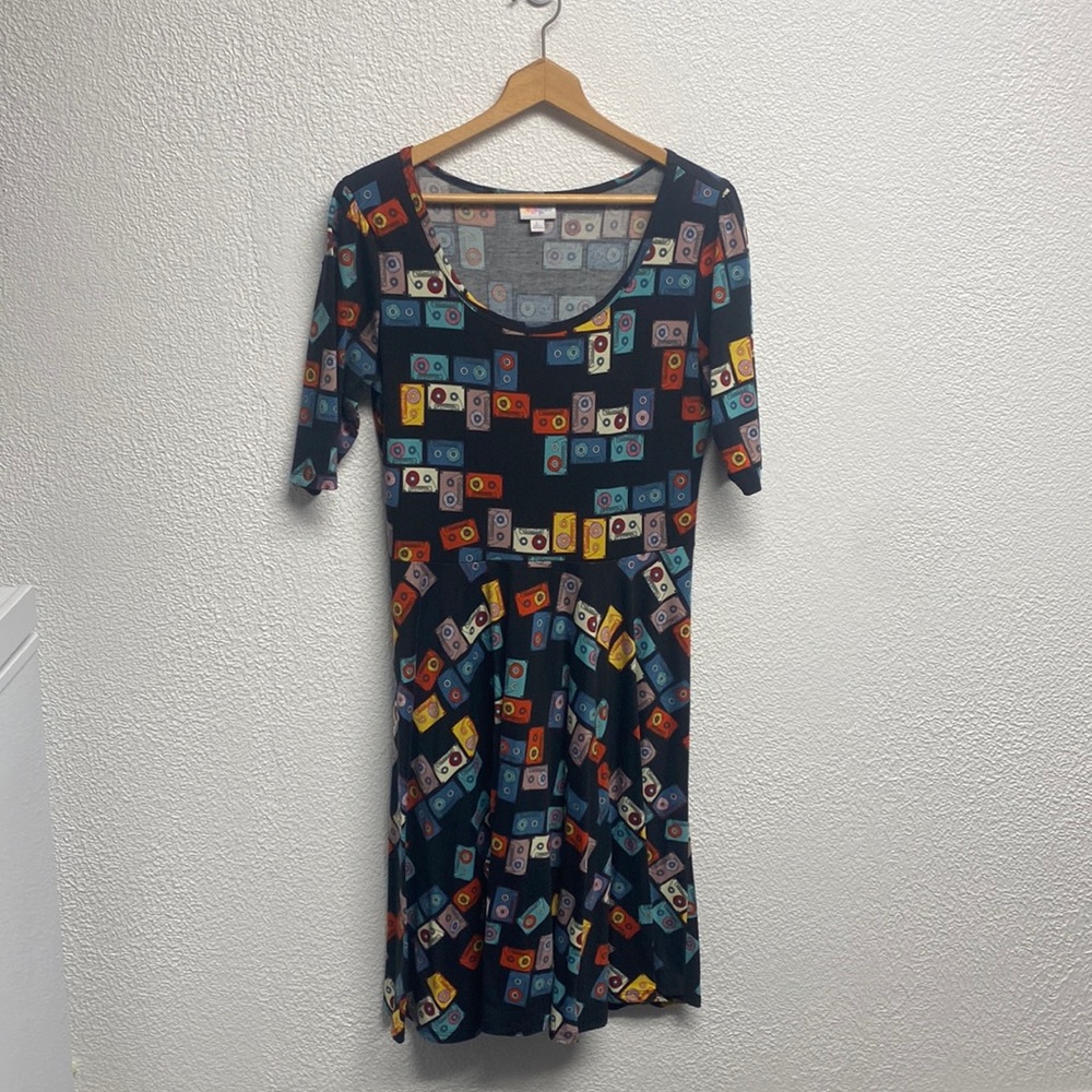 Lularoe Nicole Cassette Tape Dress Size Large